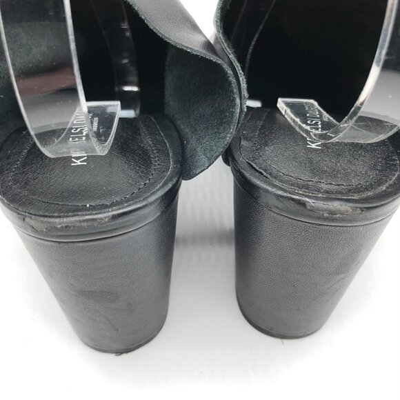 Kelsi Dagger Womens Mules Block Heel Leather Slip On Pointed Toe Black Size 9 - Picture 6 of 9